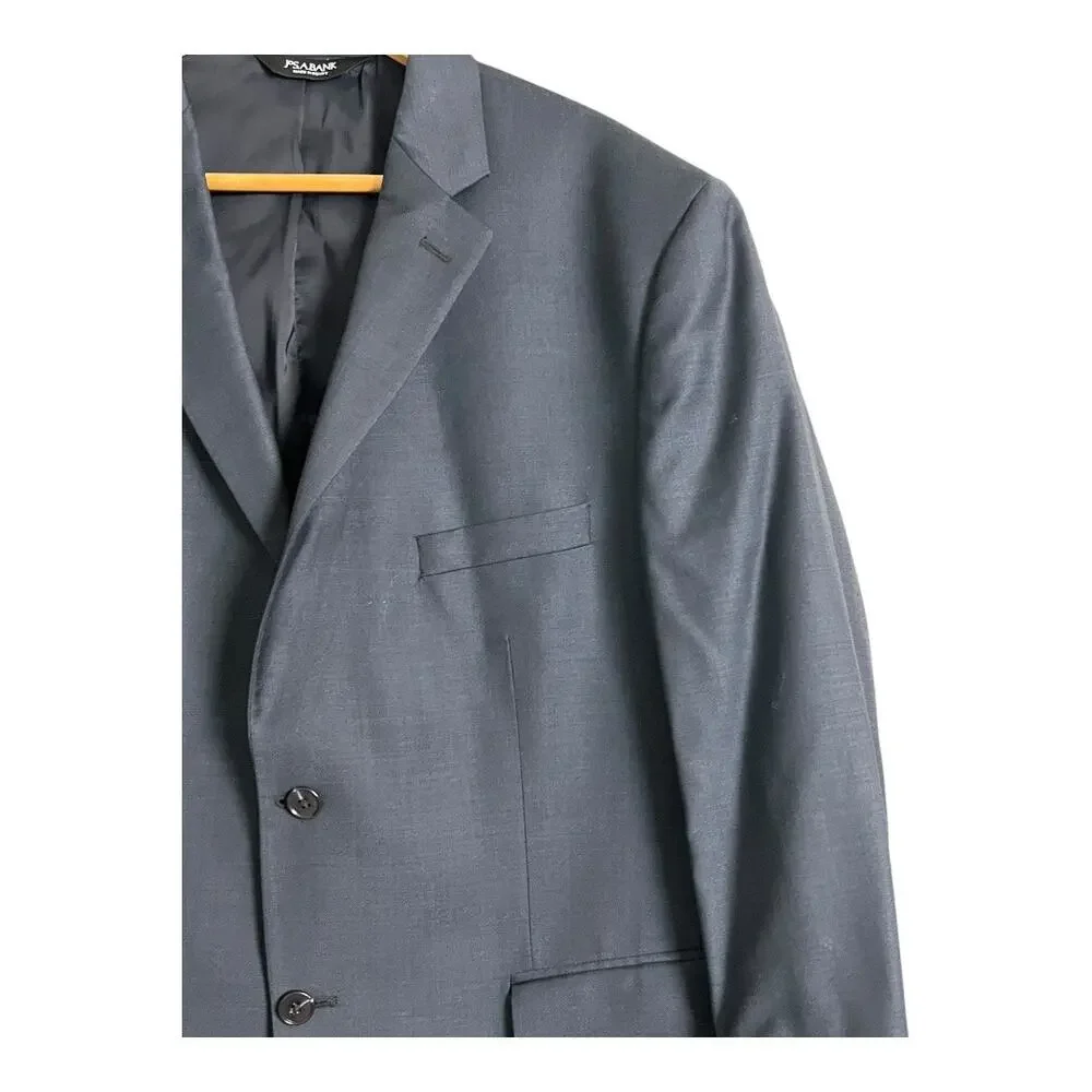 Jos. A. Bank Blue Wool Traveler Blazer Sport Coat 46 Short Preppy Navy Tailored